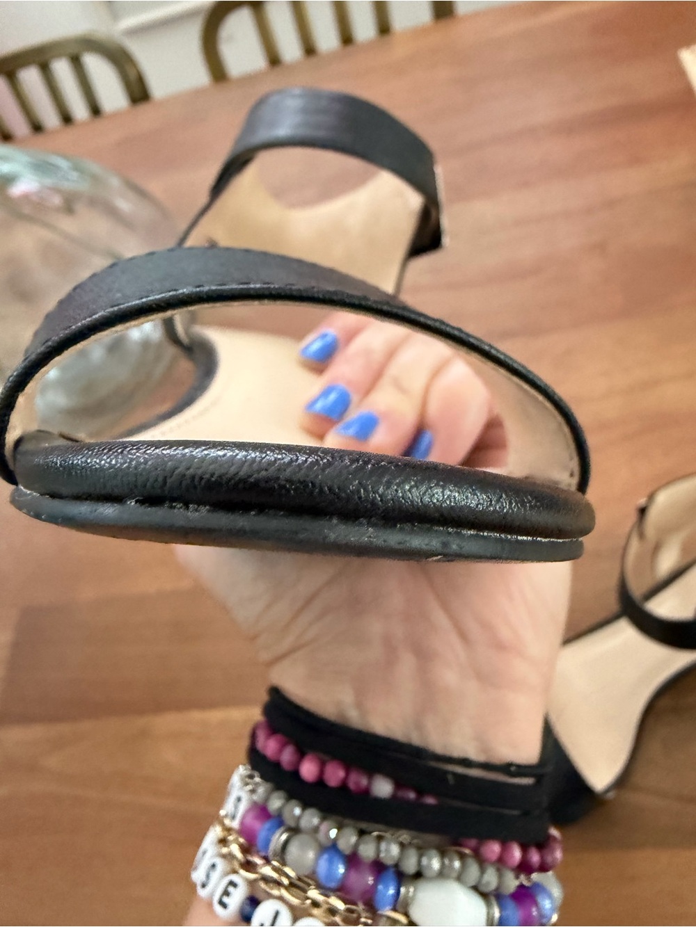 NINE WEST Black Wedge Ankle Strap Sandals with Silver Buckle - 8 - Picture 8 of 12